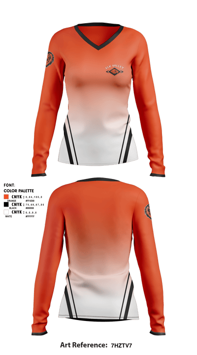 Elk Valley Senior High School 25931668 Women's Long Sleeve V-neck Shirt - 1