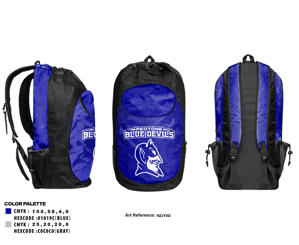 Gear Bag, Peotone Blue Devils, Wrestling, Teamtime, Team time, sublimation, custom sports apparel, team uniforms, spirit wear, spiritwear, sports uniforms, custom shirts, team store, custom team store, fundraiser sports, apparel fundraiser