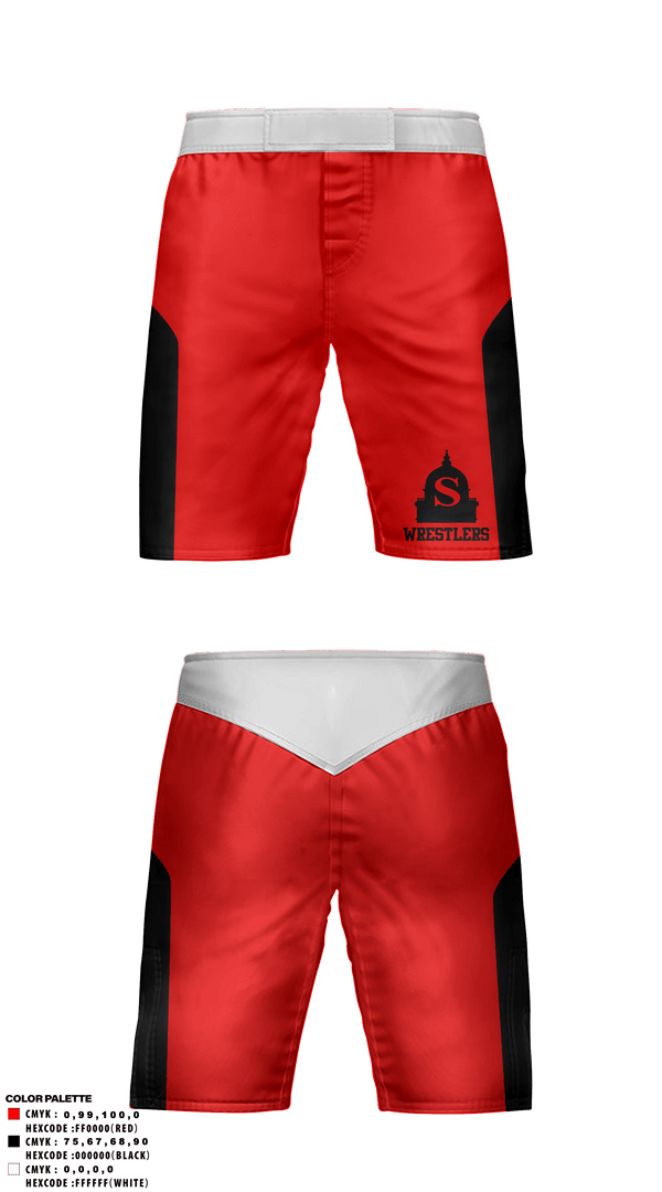 Fight Shorts, Springfield High School Wrestling, Wrestling, Teamtime, Team time, sublimation, custom sports apparel, team uniforms, spirit wear, spiritwear, sports uniforms, custom shirts, team store, custom team store, fundraiser sports, apparel fundraiser
