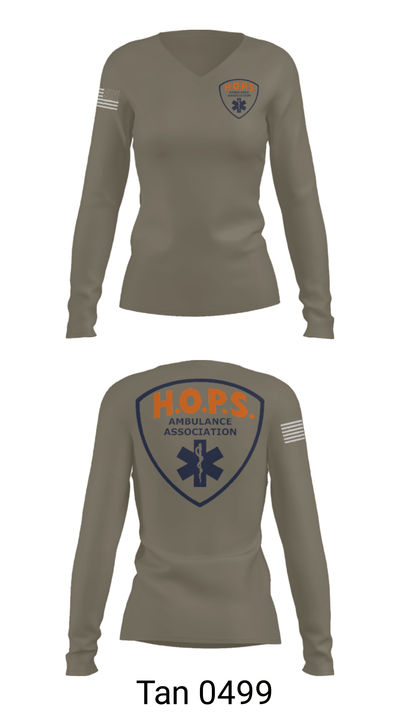 HOPS EMS 88989109 Women's Long Sleeve V-neck Shirt - 41