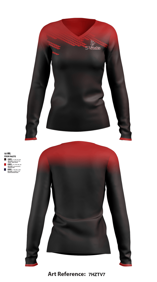 Women's Long Sleeve Vneck Shirt, S-Vitalis, , Teamtime, Team time, sublimation, custom sports apparel, team uniforms, spirit wear, spiritwear, sports uniforms, custom shirts, team store, custom team store, fundraiser sports, apparel fundraiser