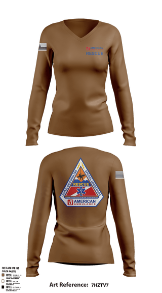 Women's Long Sleeve Vneck Shirt, American Ambulance Rescue, , Teamtime, Team time, sublimation, custom sports apparel, team uniforms, spirit wear, spiritwear, sports uniforms, custom shirts, team store, custom team store, fundraiser sports, apparel fundraiser