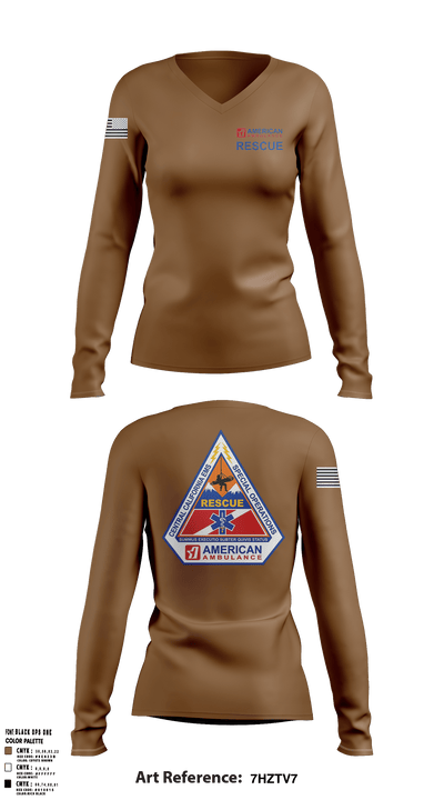 American Ambulance Rescue 49557589 Women's Long Sleeve V-neck Shirt - 2