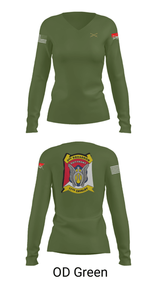 Women's Long Sleeve Vneck Shirt, , Army, Teamtime, Team time, sublimation, custom sports apparel, team uniforms, spirit wear, spiritwear, sports uniforms, custom shirts, team store, custom team store, fundraiser sports, apparel fundraiser