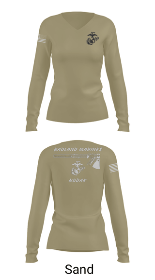 Women's Long Sleeve Vneck Shirt, , Marines, Teamtime, Team time, sublimation, custom sports apparel, team uniforms, spirit wear, spiritwear, sports uniforms, custom shirts, team store, custom team store, fundraiser sports, apparel fundraiser