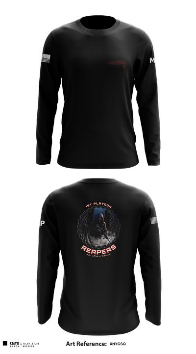 49th A co 1st Platoon REAPERS 78641109 Long Sleeve Performance Shirt - 2