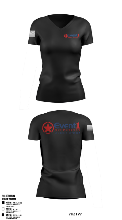 Event One Operations 7456676 Women's Short Sleeve V-neck Shirt - 1