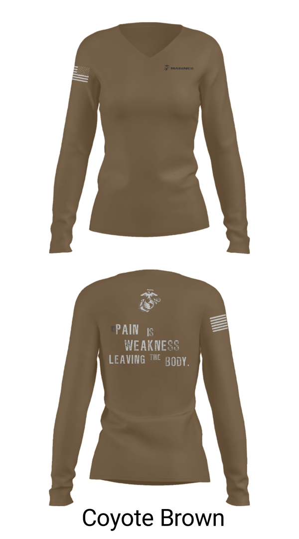 Women's Long Sleeve Vneck Shirt, , Marines, Teamtime, Team time, sublimation, custom sports apparel, team uniforms, spirit wear, spiritwear, sports uniforms, custom shirts, team store, custom team store, fundraiser sports, apparel fundraiser