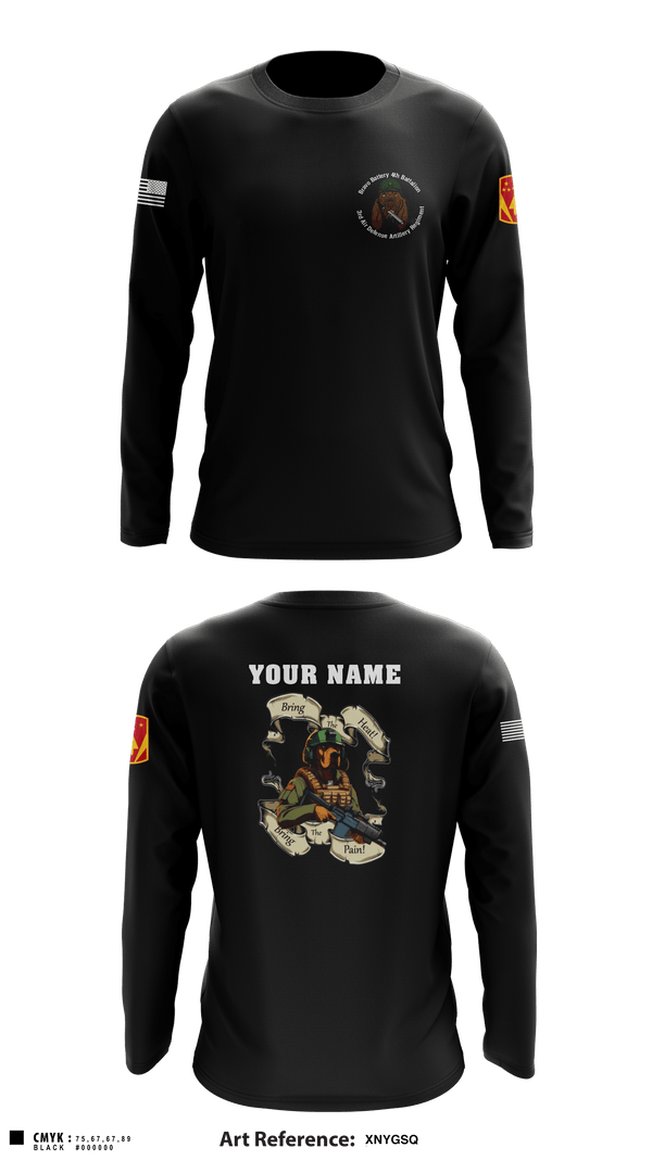 Long Sleeve Performance Shirt, Bravo Battery, 4th Battalion, 3rd Air Defense Artillery Regiment, Army, Teamtime, Team time, sublimation, custom sports apparel, team uniforms, spirit wear, spiritwear, sports uniforms, custom shirts, team store, custom team store, fundraiser sports, apparel fundraiser