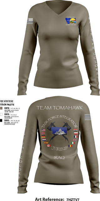 Women's Long Sleeve Vneck Shirt, 1889th RSG, Army, Teamtime, Team time, sublimation, custom sports apparel, team uniforms, spirit wear, spiritwear, sports uniforms, custom shirts, team store, custom team store, fundraiser sports, apparel fundraiser