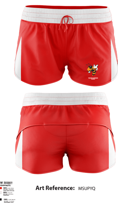 Women's Shorts, Yellow Jackets, Cheer, Teamtime, Team time, sublimation, custom sports apparel, team uniforms, spirit wear, spiritwear, sports uniforms, custom shirts, team store, custom team store, fundraiser sports, apparel fundraiser