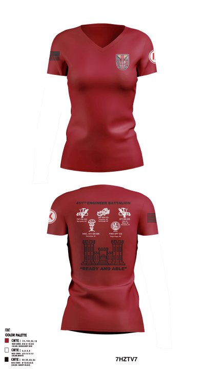 411th Engineer Battalion 54213256 Women's Short Sleeve V-neck Shirt - 14