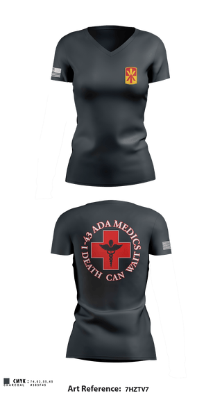 Women's Short Sleeve Vneck Shirt, Medics, 1-43 ADA, Army, Teamtime, Team time, sublimation, custom sports apparel, team uniforms, spirit wear, spiritwear, sports uniforms, custom shirts, team store, custom team store, fundraiser sports, apparel fundraiser