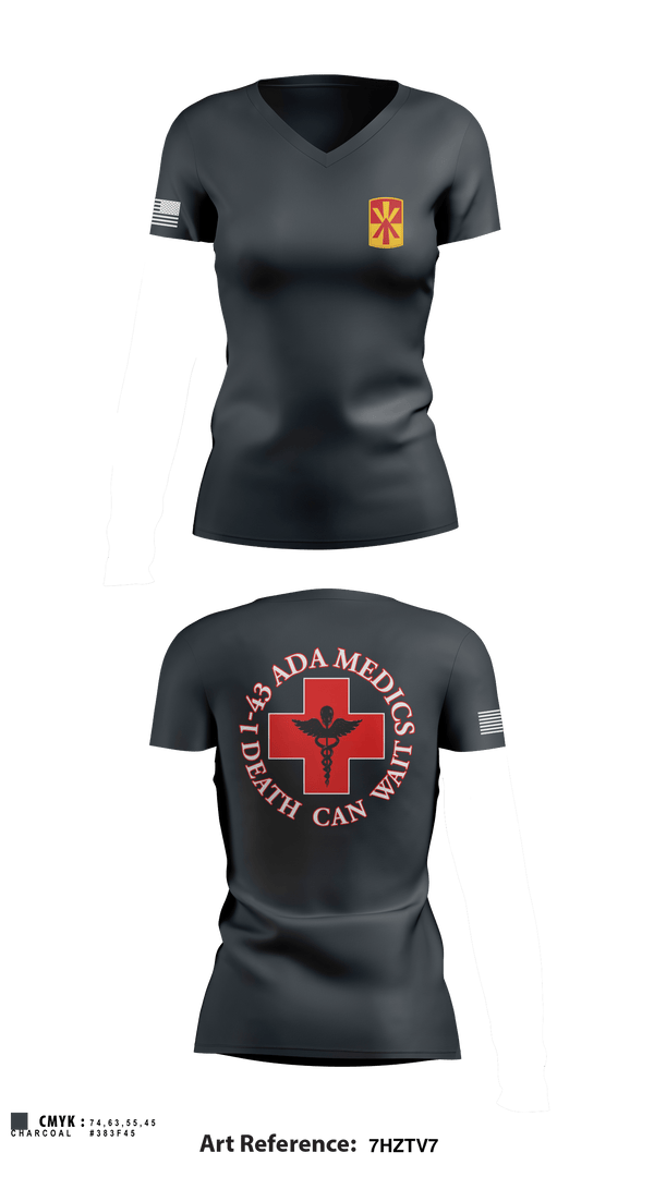 Women's Short Sleeve Vneck Shirt, Medics, 1-43 ADA, Army, Teamtime, Team time, sublimation, custom sports apparel, team uniforms, spirit wear, spiritwear, sports uniforms, custom shirts, team store, custom team store, fundraiser sports, apparel fundraiser