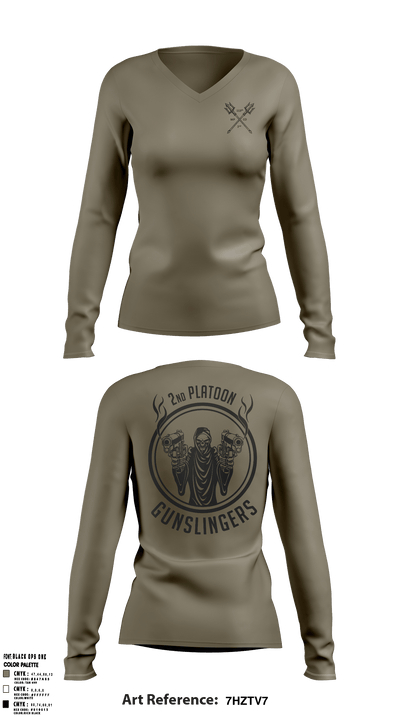 113th 2nd platoon 28176781 Women's Long Sleeve V-neck Shirt - 2