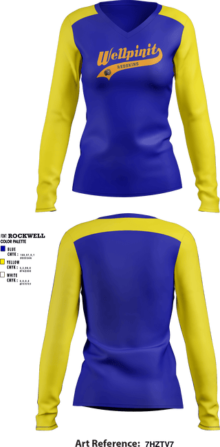 Women's Long Sleeve Vneck Shirt, Wellpinit High School, Spirit Store, Teamtime, Team time, sublimation, custom sports apparel, team uniforms, spirit wear, spiritwear, sports uniforms, custom shirts, team store, custom team store, fundraiser sports, apparel fundraiser