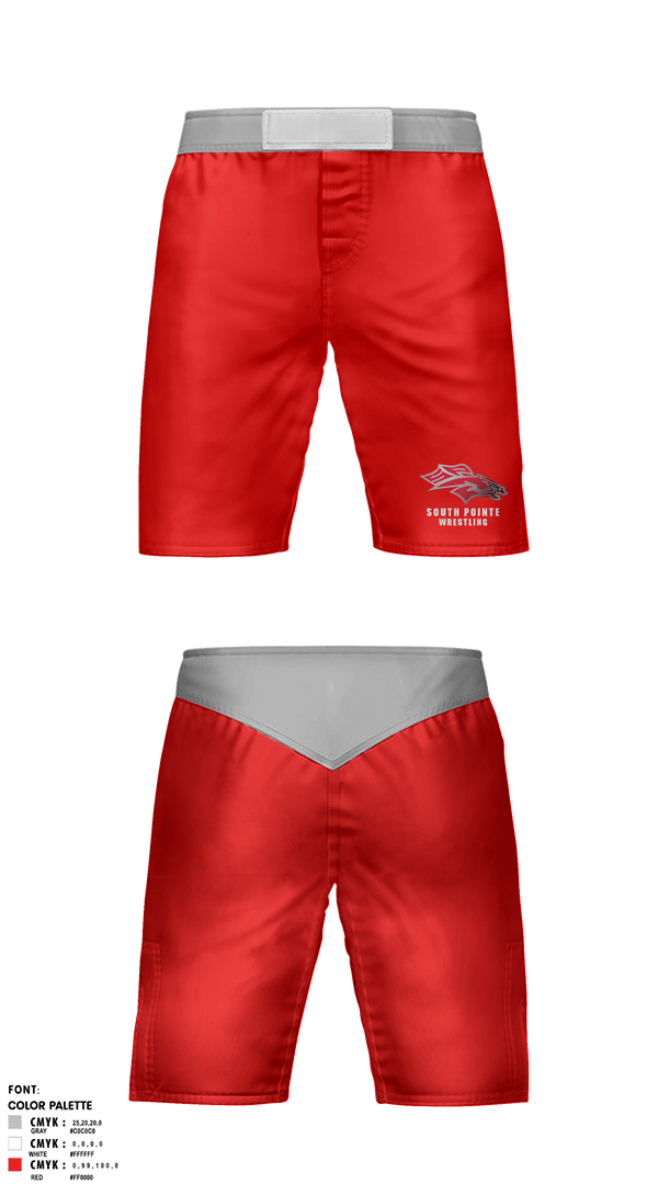 Fight Shorts, South Pointe High School Wrestling, Wrestling, Teamtime, Team time, sublimation, custom sports apparel, team uniforms, spirit wear, spiritwear, sports uniforms, custom shirts, team store, custom team store, fundraiser sports, apparel fundraiser
