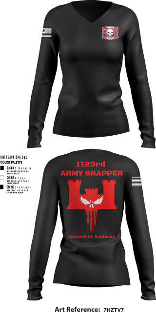 Women's Long Sleeve Vneck Shirt, 1123rd Sapper Company, Army, Teamtime, Team time, sublimation, custom sports apparel, team uniforms, spirit wear, spiritwear, sports uniforms, custom shirts, team store, custom team store, fundraiser sports, apparel fundraiser