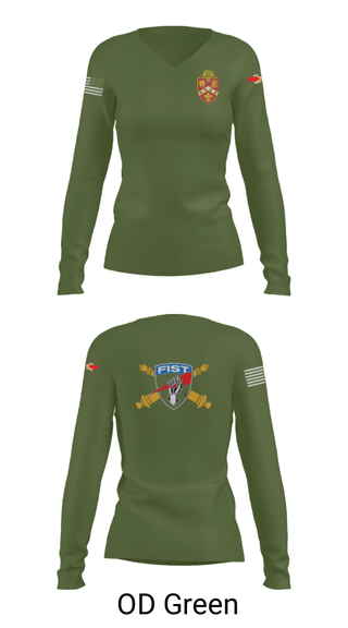 Women's Long Sleeve Vneck Shirt, , Army, Teamtime, Team time, sublimation, custom sports apparel, team uniforms, spirit wear, spiritwear, sports uniforms, custom shirts, team store, custom team store, fundraiser sports, apparel fundraiser