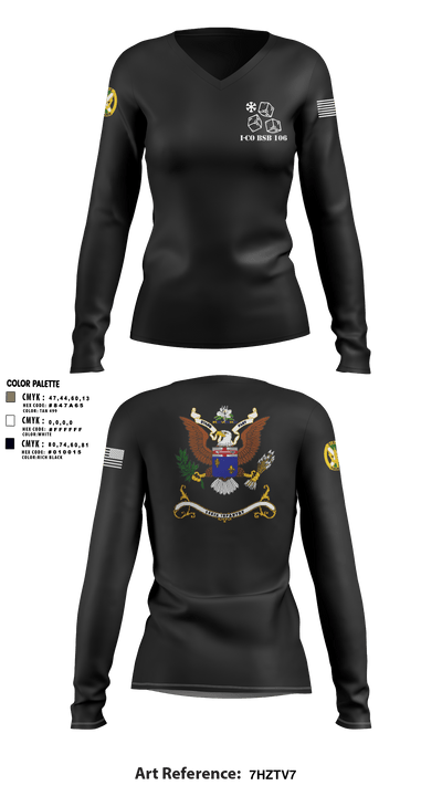 1-155th Dixie Thunder 83572891 Women's Long Sleeve V-neck Shirt - 12
