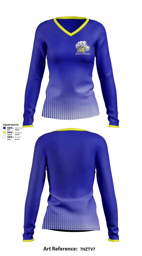 Women's Long Sleeve Vneck Shirt, Northern Potter School District, Spirit Store, Teamtime, Team time, sublimation, custom sports apparel, team uniforms, spirit wear, spiritwear, sports uniforms, custom shirts, team store, custom team store, fundraiser sports, apparel fundraiser