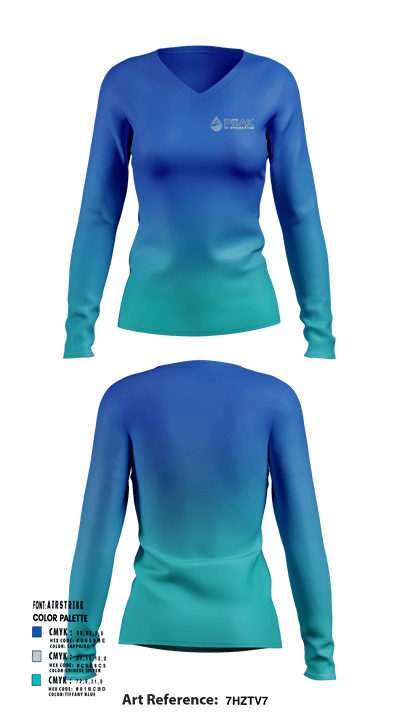 Peak IV Hydration 26278265 Women's Long Sleeve V-neck Shirt - 1