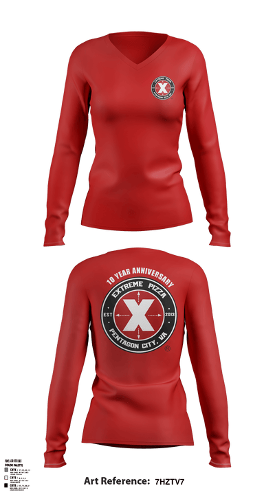 Extreme Pizza 64264701 Women's Long Sleeve V-neck Shirt - 3