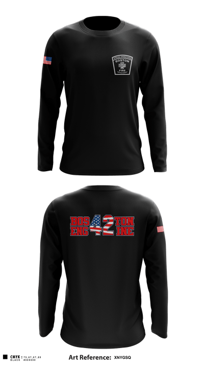 Boston Fire Department Engine-42 59280094 Long Sleeve Performance Shirt - 1