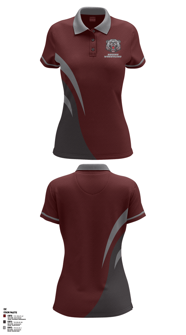 Women's Short Sleeve Performance Polo, BRUINS, Wrestling, Teamtime, Team time, sublimation, custom sports apparel, team uniforms, spirit wear, spiritwear, sports uniforms, custom shirts, team store, custom team store, fundraiser sports, apparel fundraiser
