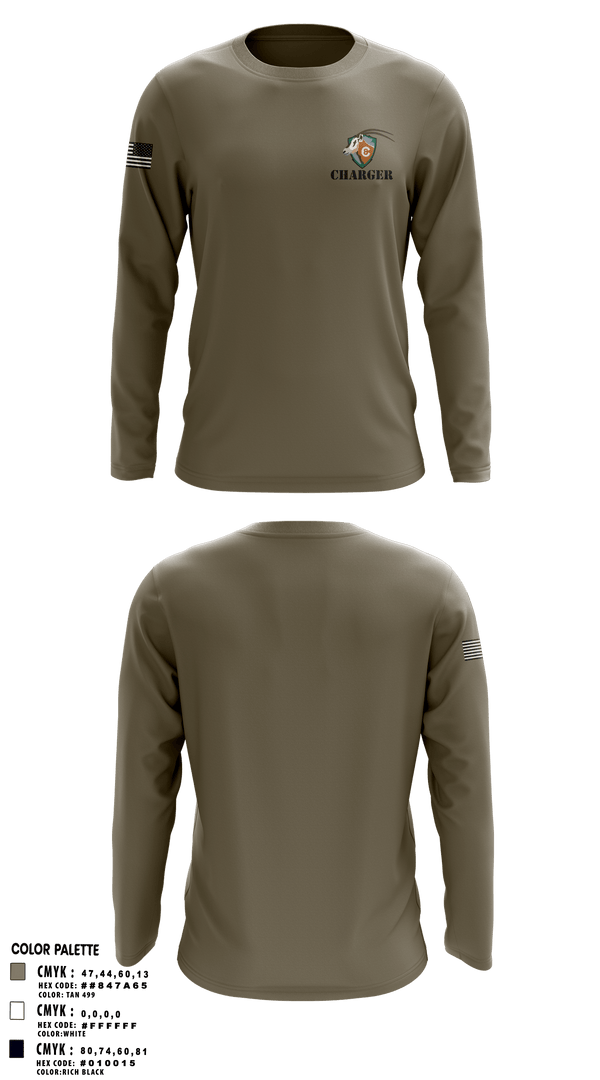 Long Sleeve Performance Shirt, CHARGER, Army, Teamtime, Team time, sublimation, custom sports apparel, team uniforms, spirit wear, spiritwear, sports uniforms, custom shirts, team store, custom team store, fundraiser sports, apparel fundraiser