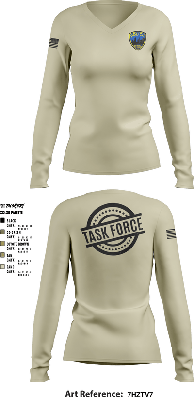 Crime Reduction Task Force 47911352 Women's Long Sleeve V-neck Shirt - 5