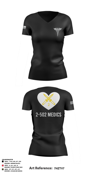2-502IN Medical Platoon 90993317 Women's Short Sleeve V-neck Shirt - 1