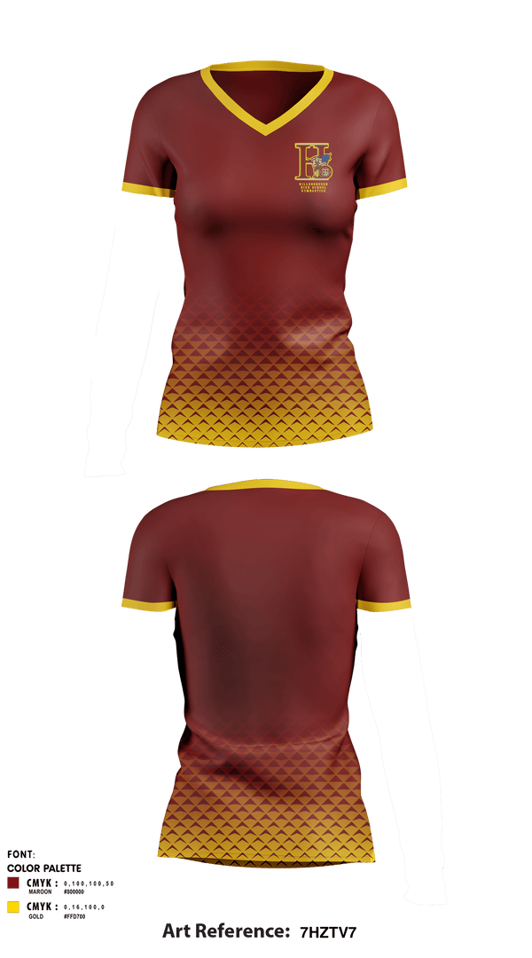 Women's Short Sleeve Vneck Shirt, Hillsborough High School Gymnastics, Spirit Store, Teamtime, Team time, sublimation, custom sports apparel, team uniforms, spirit wear, spiritwear, sports uniforms, custom shirts, team store, custom team store, fundraiser sports, apparel fundraiser