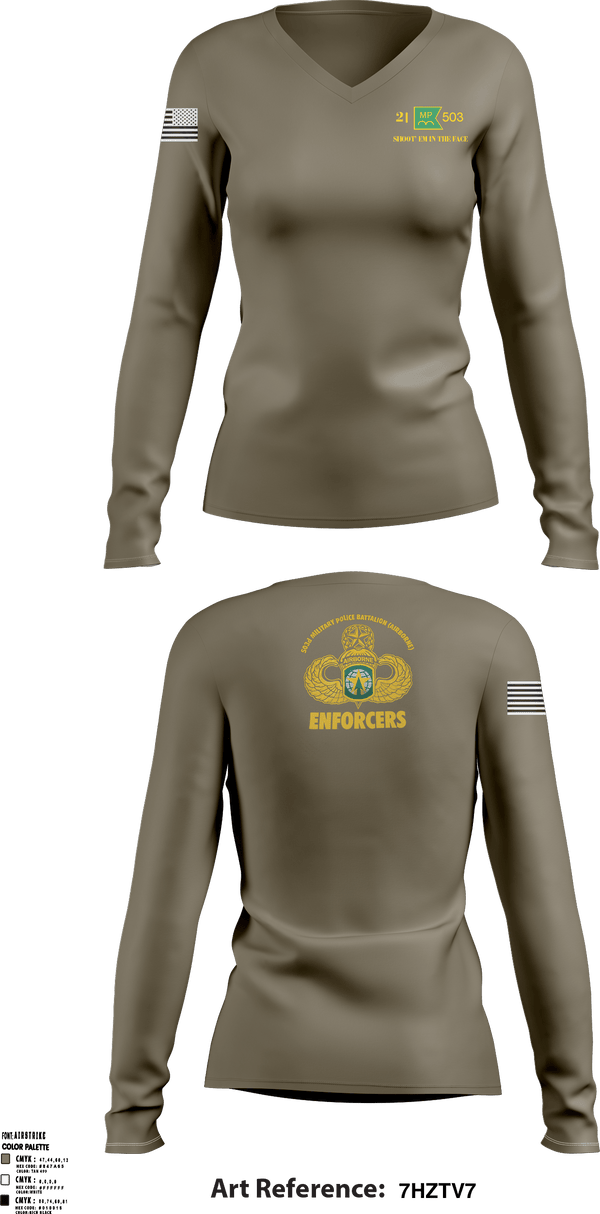 Women's Long Sleeve Vneck Shirt, 21ST MILITARY POLICE COMPANY (AIRBORNE), Army, Teamtime, Team time, sublimation, custom sports apparel, team uniforms, spirit wear, spiritwear, sports uniforms, custom shirts, team store, custom team store, fundraiser sports, apparel fundraiser