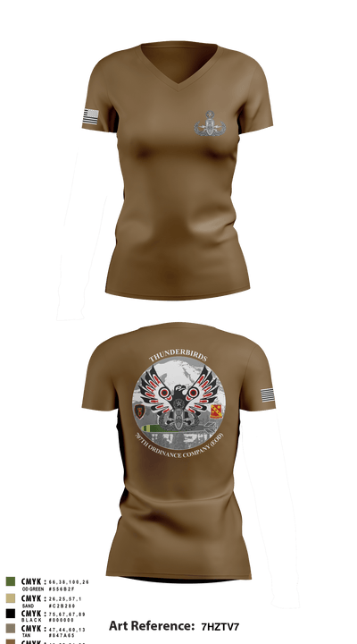 707th OD CO (EOD) 59109694 Women's Short Sleeve V-neck Shirt - 10