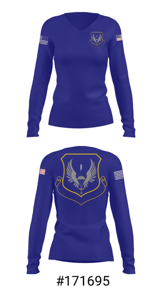 Women's Long Sleeve Vneck Shirt, , Air Force, Teamtime, Team time, sublimation, custom sports apparel, team uniforms, spirit wear, spiritwear, sports uniforms, custom shirts, team store, custom team store, fundraiser sports, apparel fundraiser