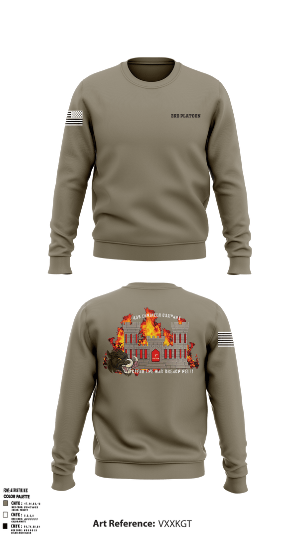 Crew Neck Sweatshirt, 3rd Platoon, Army, Teamtime, Team time, sublimation, custom sports apparel, team uniforms, spirit wear, spiritwear, sports uniforms, custom shirts, team store, custom team store, fundraiser sports, apparel fundraiser