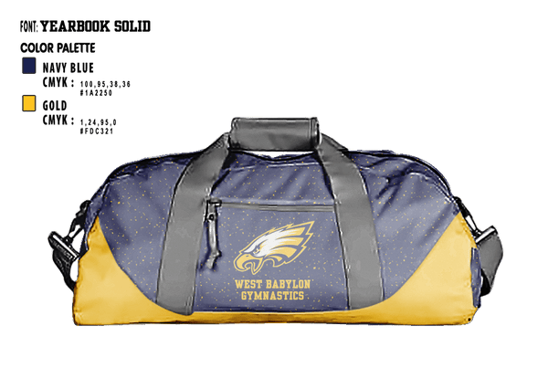 Duffle Bag, West Babylon High School Gymnastics, Spirit Store, Teamtime, Team time, sublimation, custom sports apparel, team uniforms, spirit wear, spiritwear, sports uniforms, custom shirts, team store, custom team store, fundraiser sports, apparel fundraiser