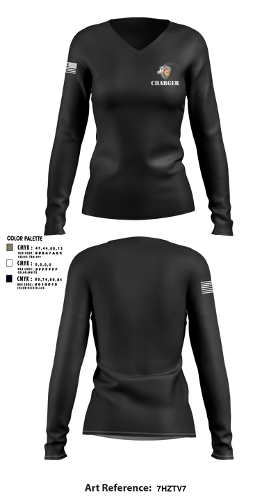 CHARGER 78104476 Women's Long Sleeve V-neck Shirt - 3