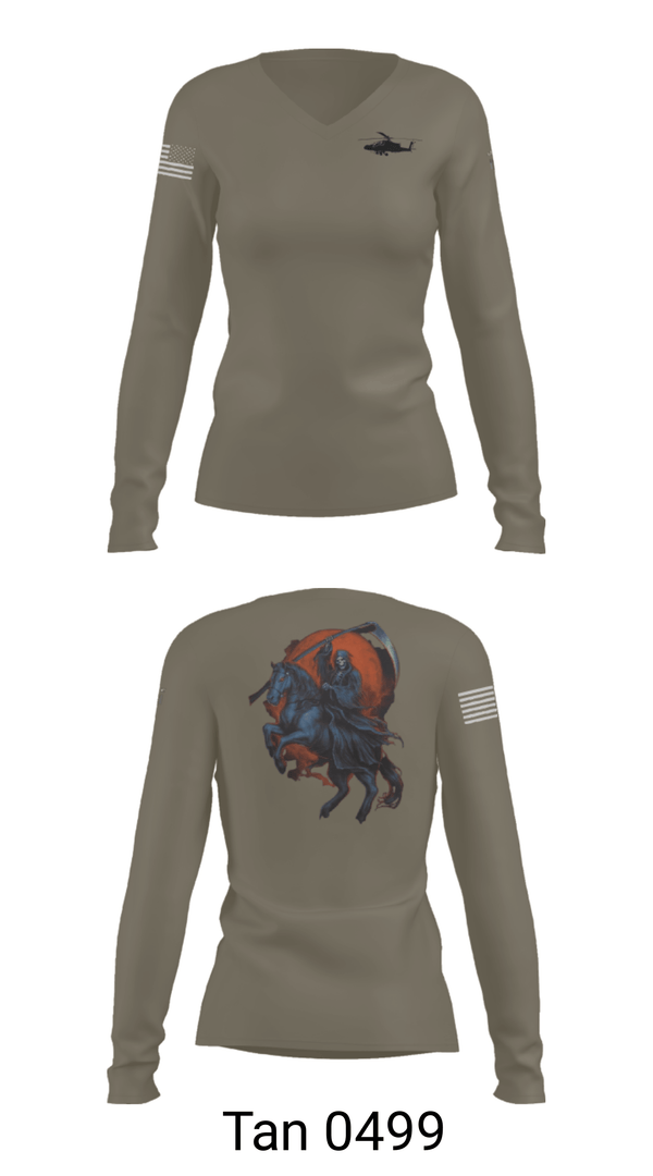 Women's Long Sleeve Vneck Shirt, , Army, Teamtime, Team time, sublimation, custom sports apparel, team uniforms, spirit wear, spiritwear, sports uniforms, custom shirts, team store, custom team store, fundraiser sports, apparel fundraiser