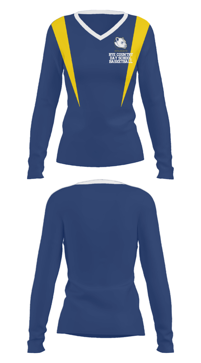 Rye Country Day School Basketball 85905572 Women's Long Sleeve V-neck Shirt - 29
