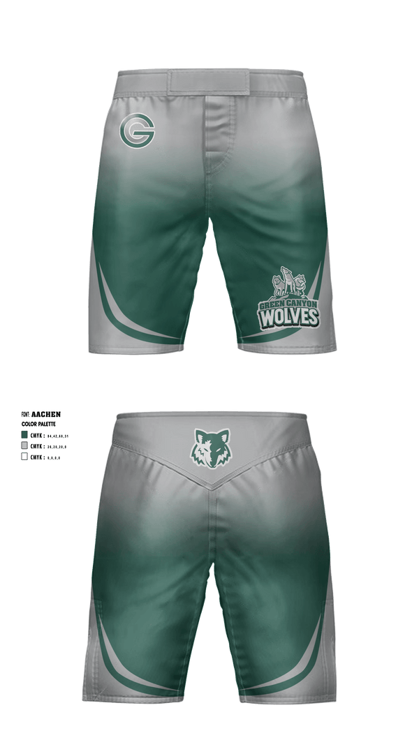 Fight Shorts, Green Canyon High School Wrestling, Wrestling, Teamtime, Team time, sublimation, custom sports apparel, team uniforms, spirit wear, spiritwear, sports uniforms, custom shirts, team store, custom team store, fundraiser sports, apparel fundraiser