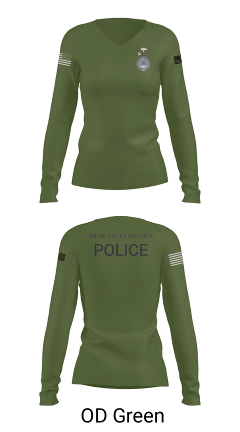 Women's Long Sleeve Vneck Shirt, , Air Force, Teamtime, Team time, sublimation, custom sports apparel, team uniforms, spirit wear, spiritwear, sports uniforms, custom shirts, team store, custom team store, fundraiser sports, apparel fundraiser