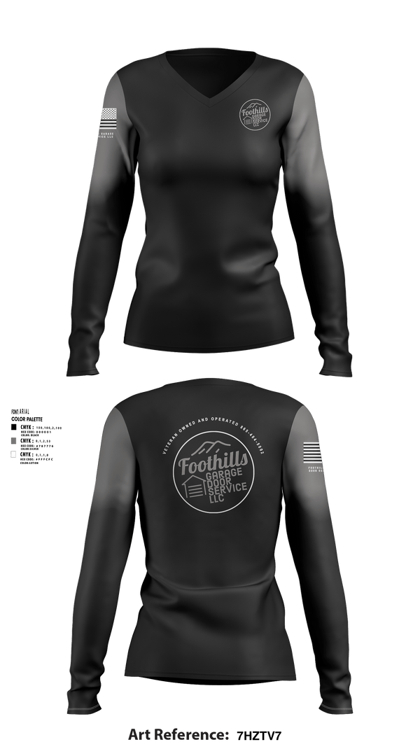 Women's Long Sleeve Vneck Shirt, Foothills Garage Door Service LLCFoothills Garage Door Service LLC, , Teamtime, Team time, sublimation, custom sports apparel, team uniforms, spirit wear, spiritwear, sports uniforms, custom shirts, team store, custom team store, fundraiser sports, apparel fundraiser