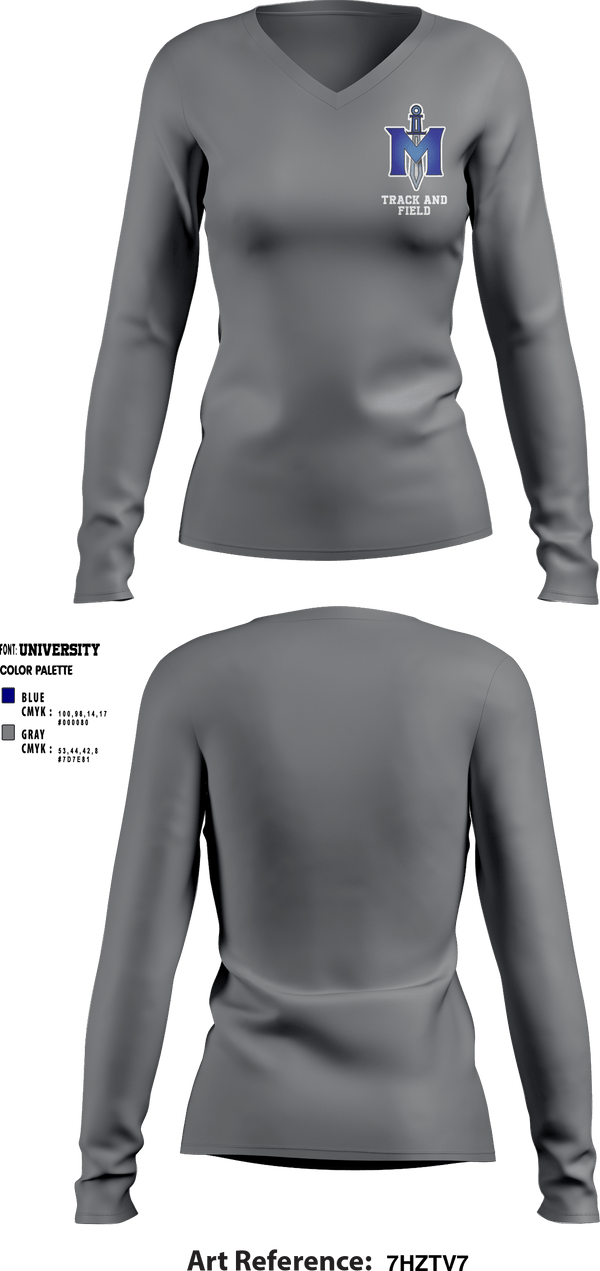 Women's Long Sleeve Vneck Shirt, iMater Knights, Track & Field, Teamtime, Team time, sublimation, custom sports apparel, team uniforms, spirit wear, spiritwear, sports uniforms, custom shirts, team store, custom team store, fundraiser sports, apparel fundraiser