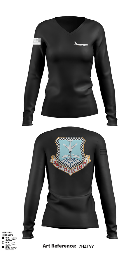 Women's Long Sleeve Vneck Shirt, 305 ARW, , Teamtime, Team time, sublimation, custom sports apparel, team uniforms, spirit wear, spiritwear, sports uniforms, custom shirts, team store, custom team store, fundraiser sports, apparel fundraiser