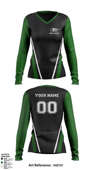 Women's Long Sleeve Vneck Shirt, Cheney Technical High School, Softball, Teamtime, Team time, sublimation, custom sports apparel, team uniforms, spirit wear, spiritwear, sports uniforms, custom shirts, team store, custom team store, fundraiser sports, apparel fundraiser