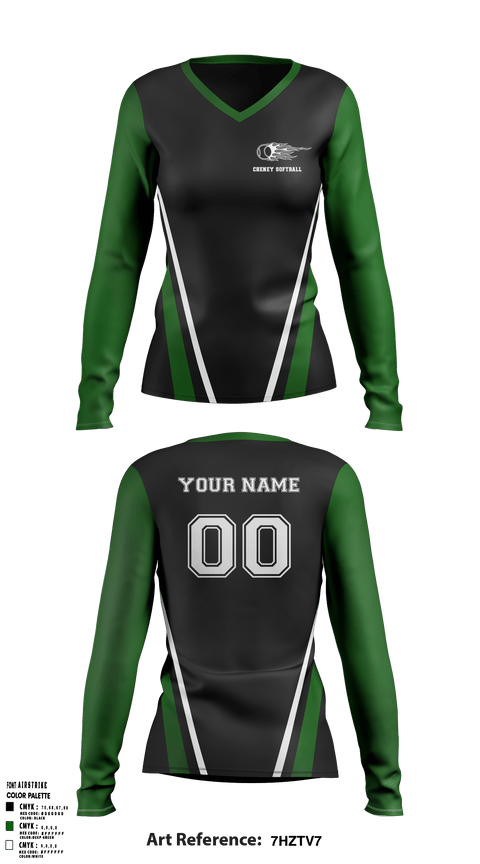 Women's Long Sleeve Vneck Shirt, Cheney Technical High School, Softball, Teamtime, Team time, sublimation, custom sports apparel, team uniforms, spirit wear, spiritwear, sports uniforms, custom shirts, team store, custom team store, fundraiser sports, apparel fundraiser