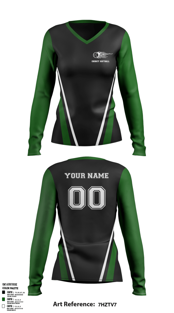Women's Long Sleeve Vneck Shirt, Cheney Technical High School, Softball, Teamtime, Team time, sublimation, custom sports apparel, team uniforms, spirit wear, spiritwear, sports uniforms, custom shirts, team store, custom team store, fundraiser sports, apparel fundraiser