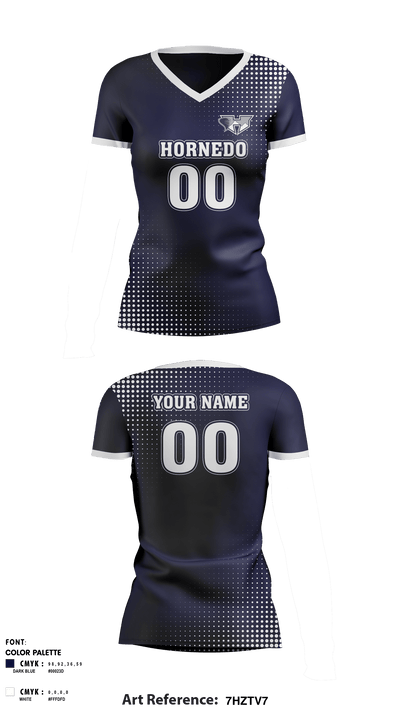 Hornedo Middle School Volleyball 25580249 Women's Short Sleeve V-neck Shirt - 1